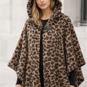 Rachel Zoe Animal Print Hooded Cape